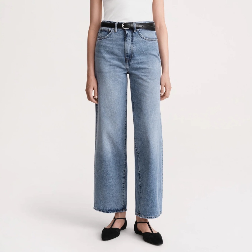 Toteme flare fit high waist denim worn blue